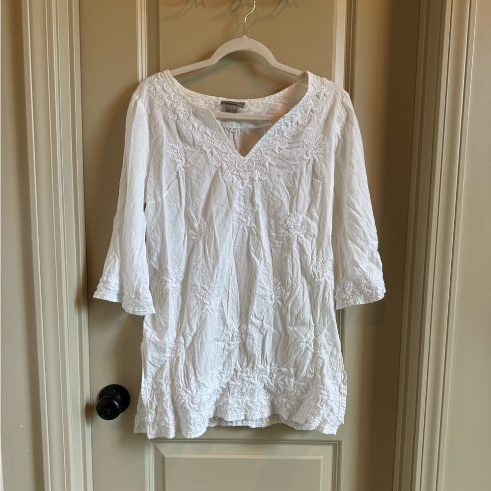 Peppermint Bay White Embroidered Tunic